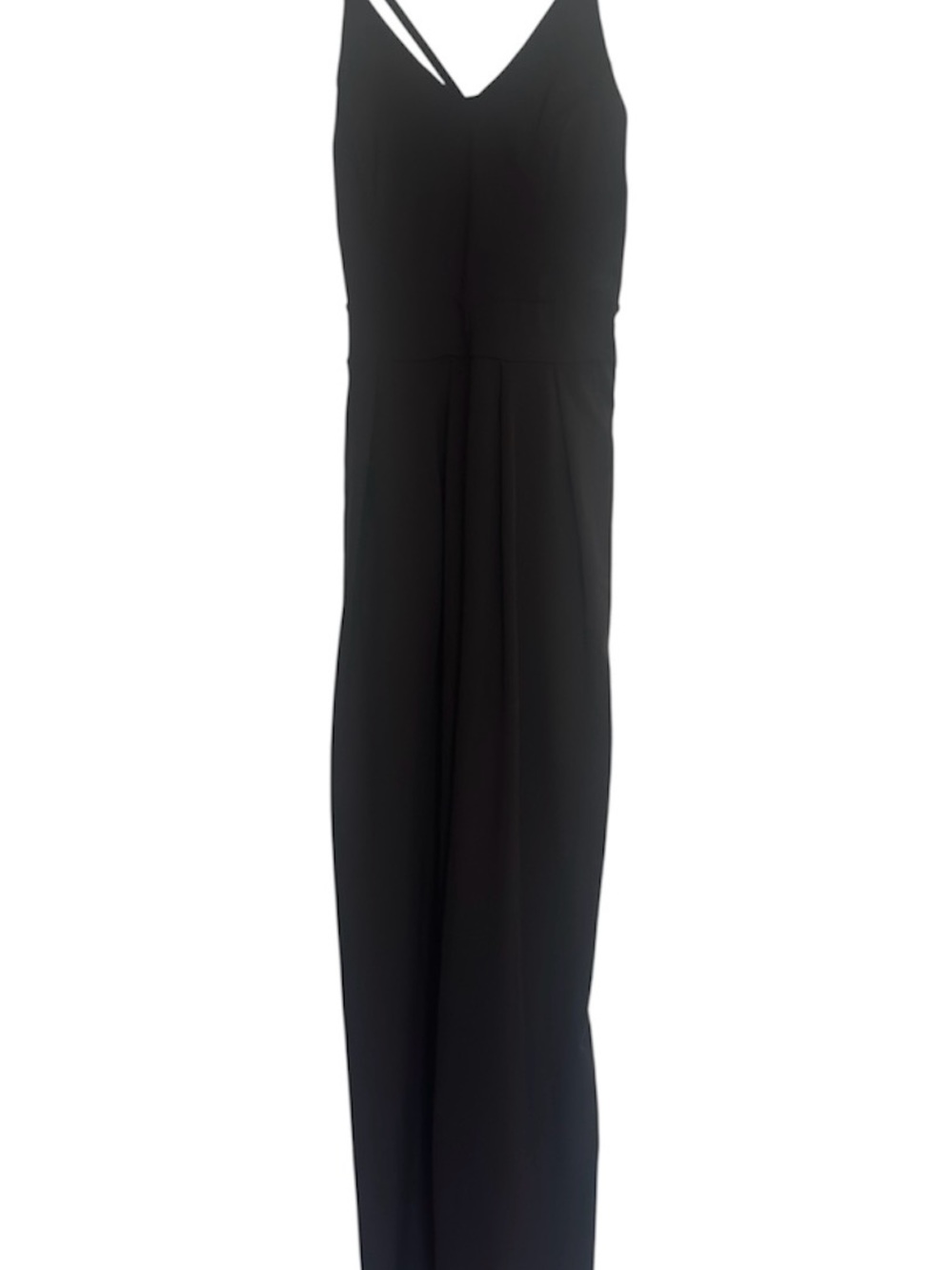 HALARA Black V-Neck Wide-Leg Jumpsuit with Double Straps